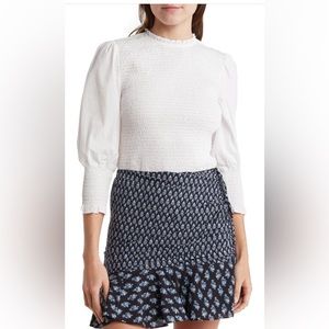 Veronica Beard White Smocked Top